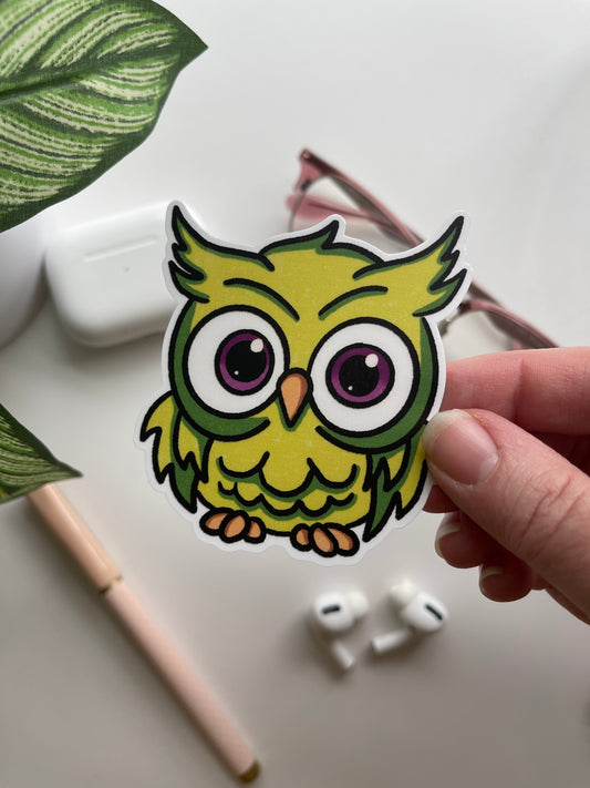 Gregory Green Kawaii Owl Handmade Sticker