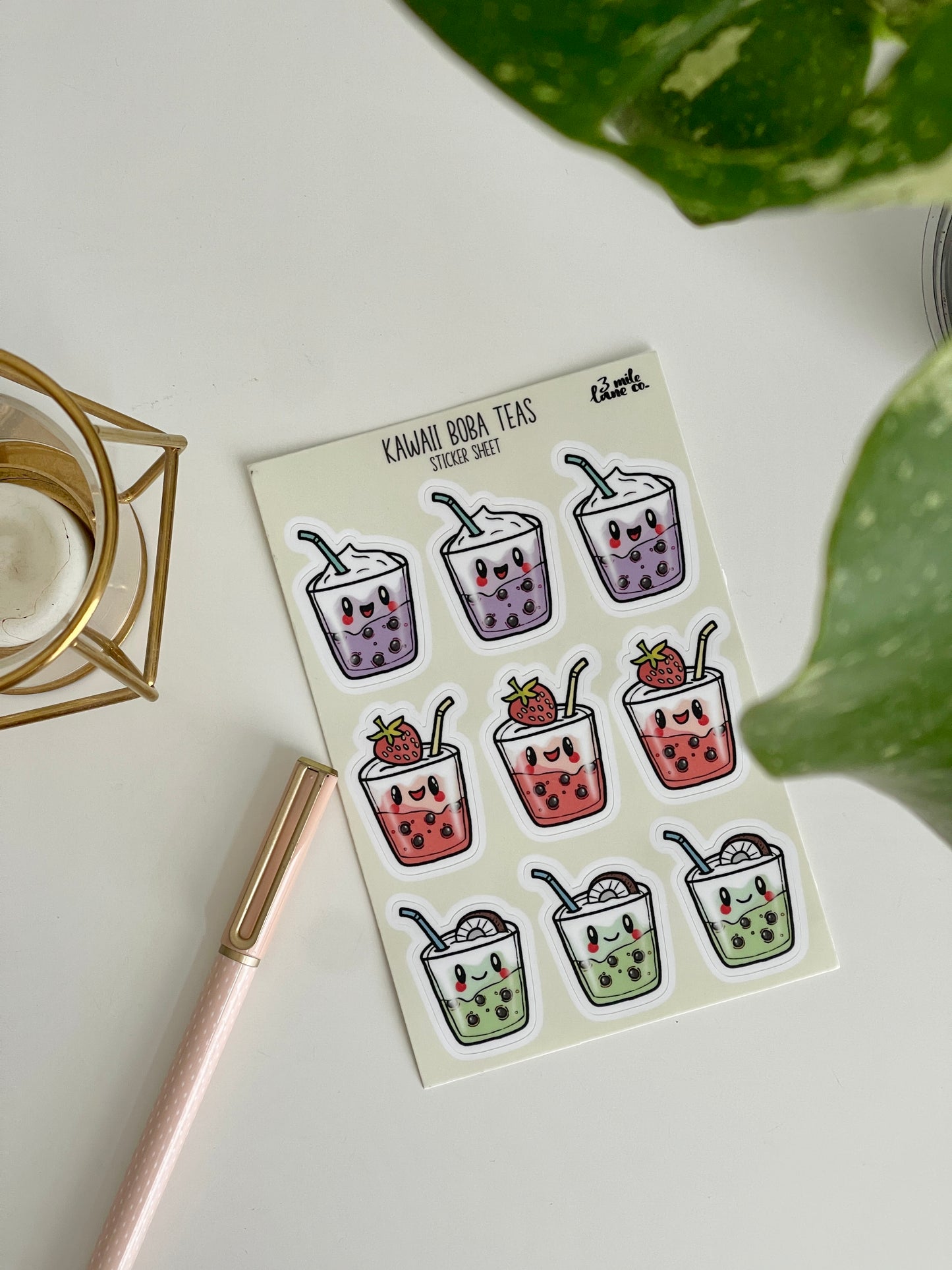 Kawaii Boba Tea Sticker Sheet