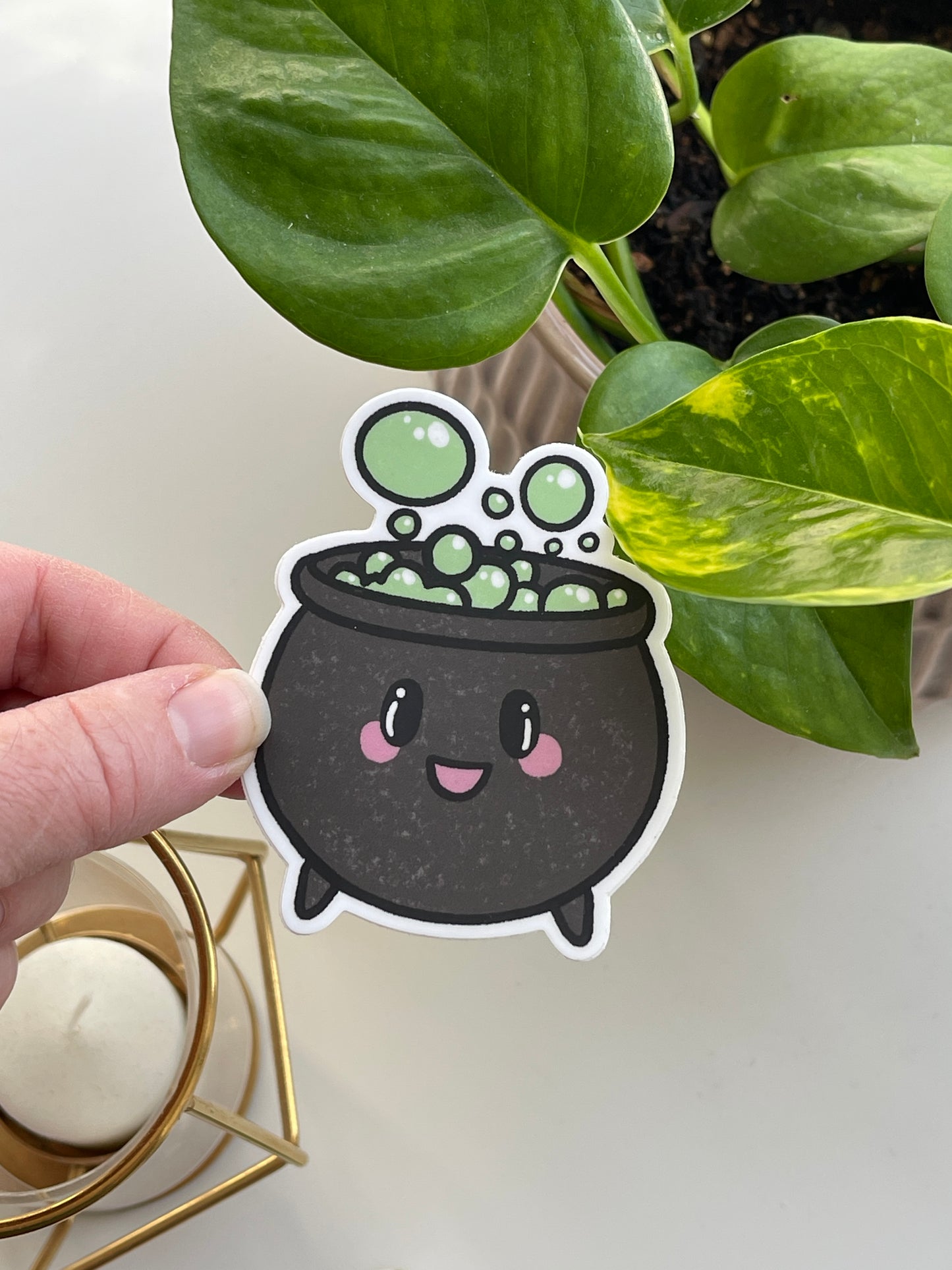 Caudrey the Cauldron Spooky Pals Waterproof Sticker