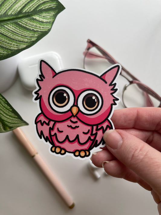 Princess Pink Kawaii Owl Handmade Sticker