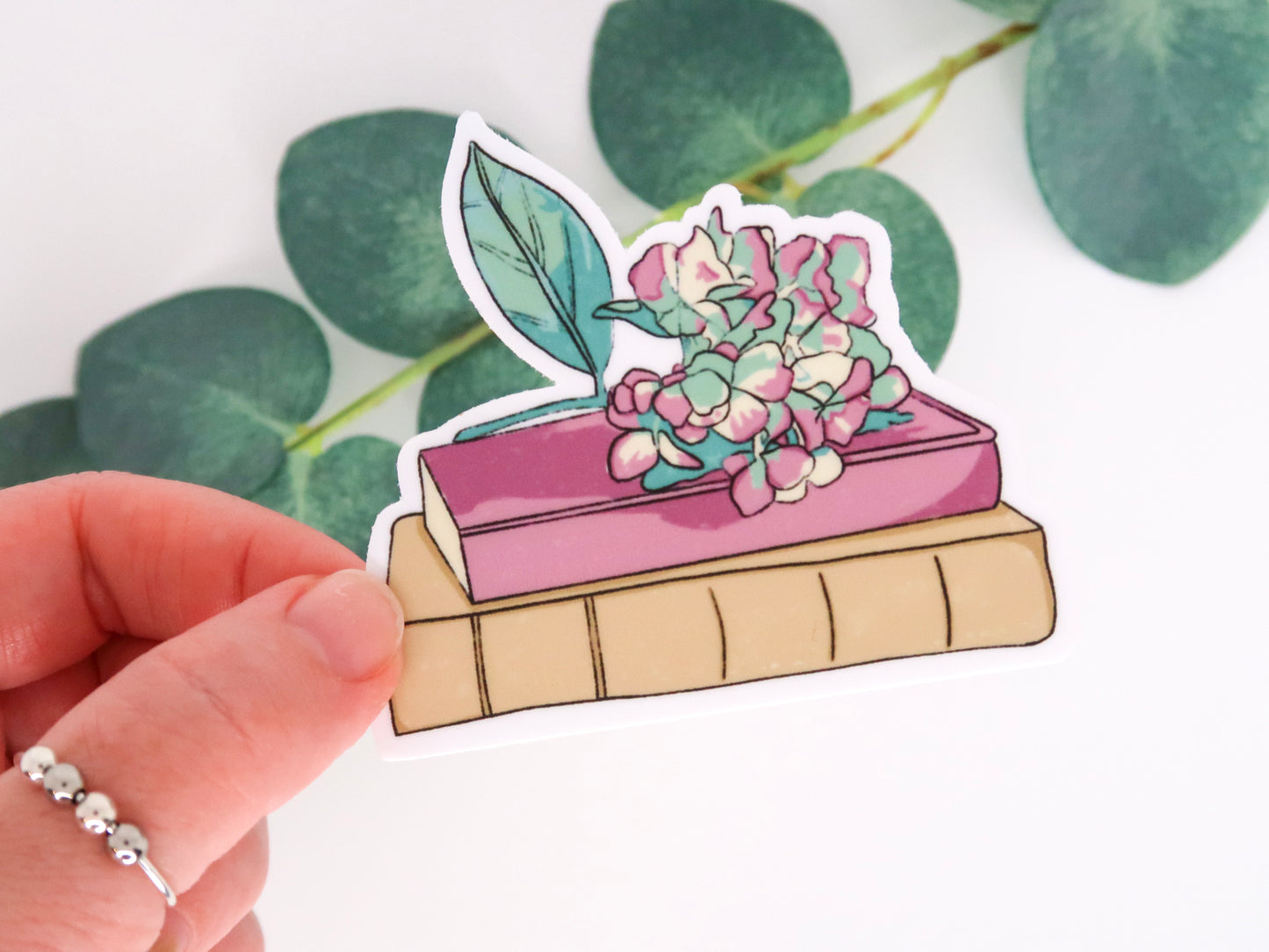 Hydrangea Books Waterproof Sticker