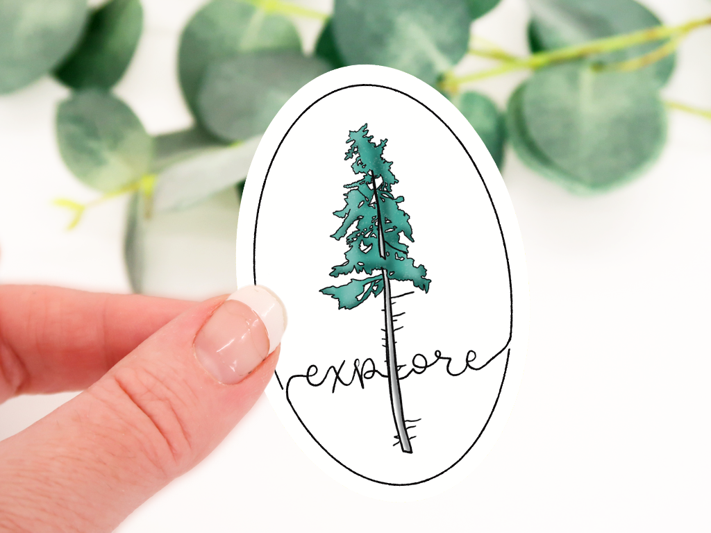 Explore Tree Waterproof Sticker