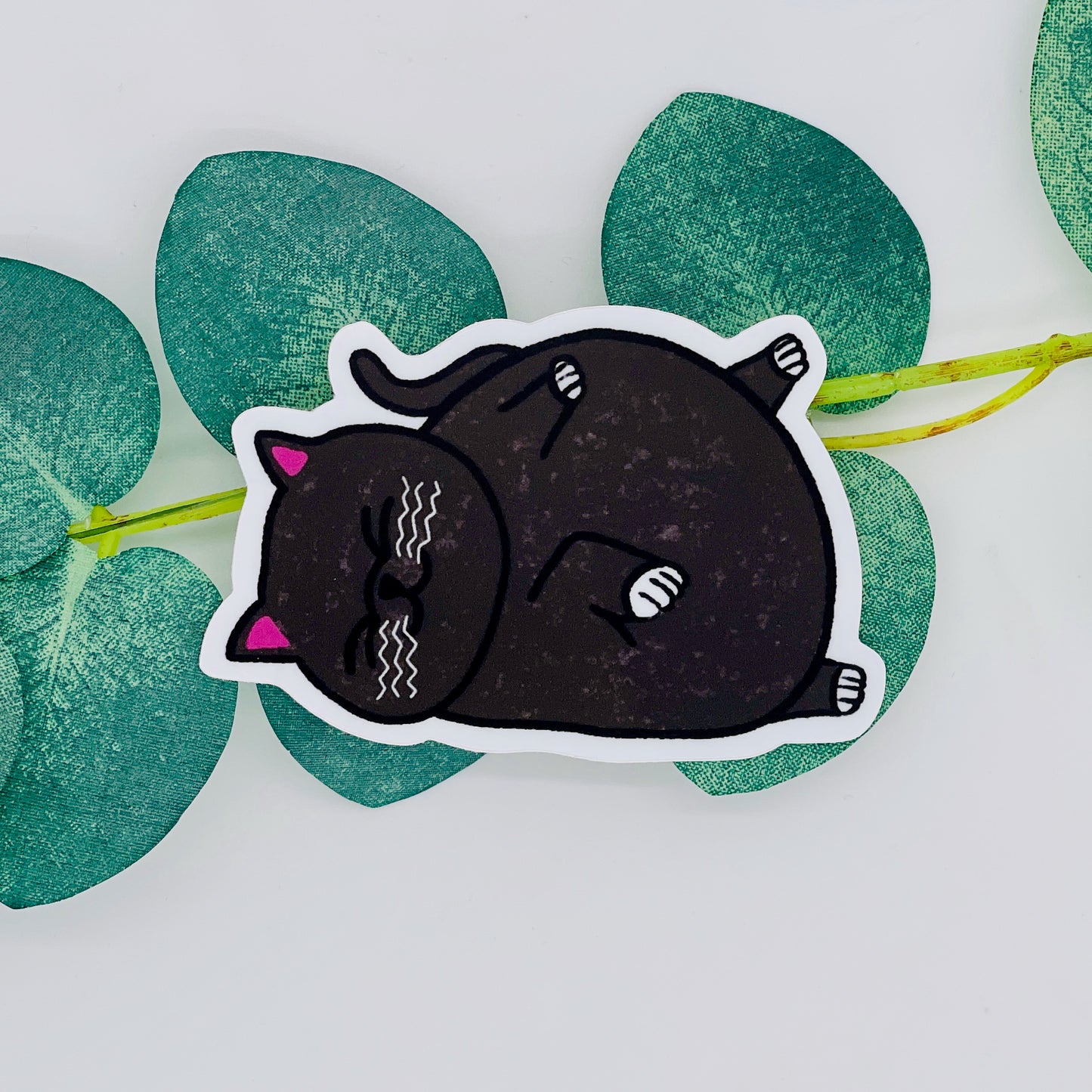 Chonky Sleepy Kitty Waterproof Sticker