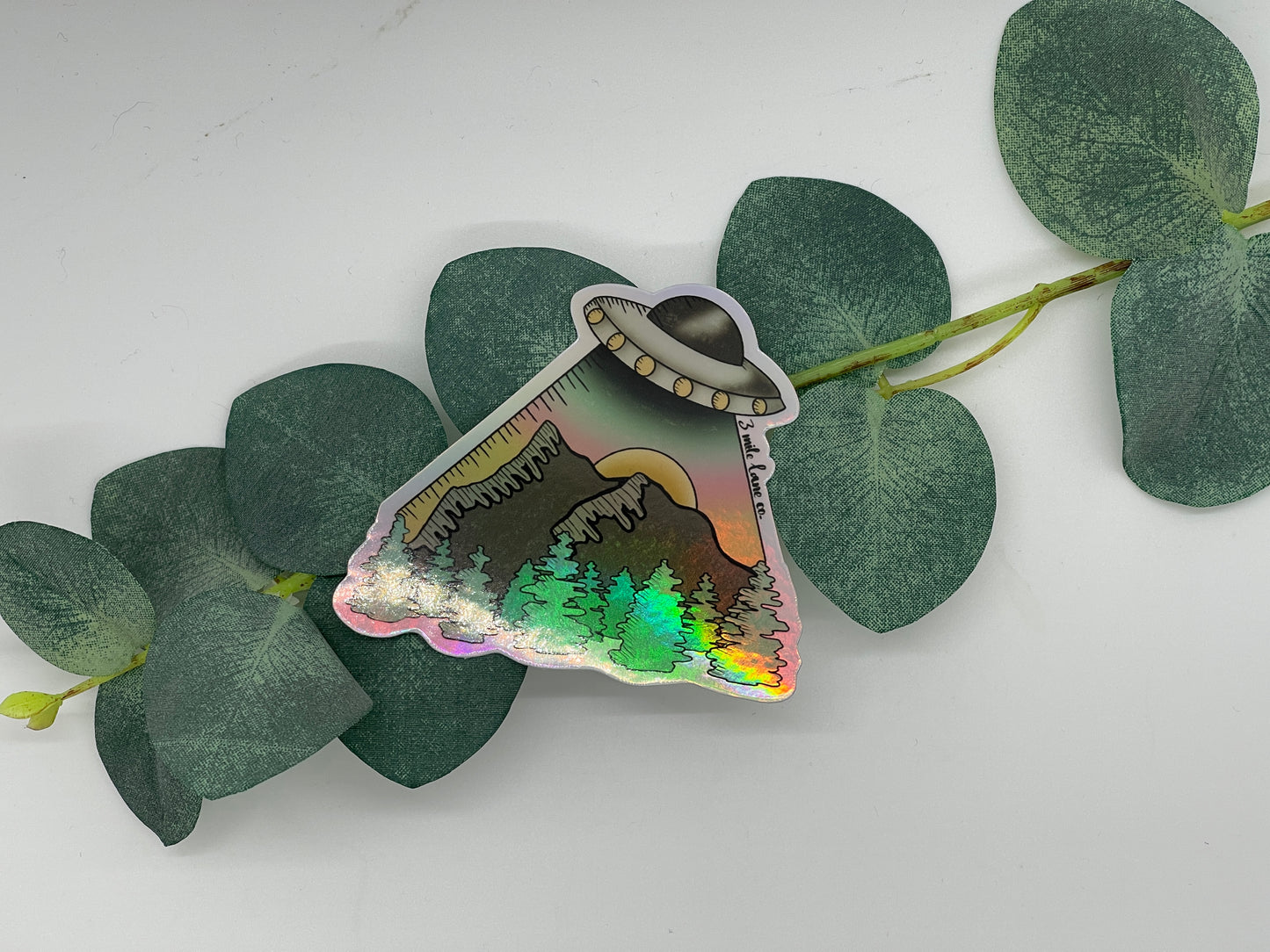 HOLO UFO Mountain Waterproof Sticker