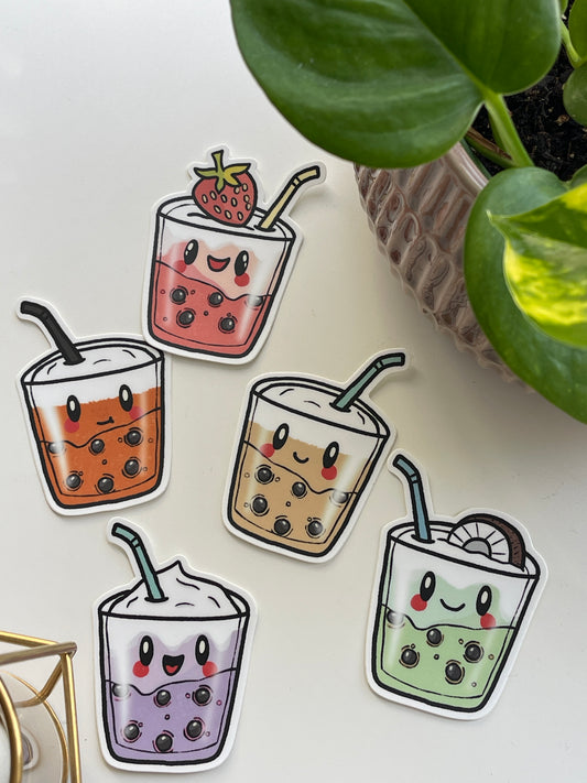 Kawaii Boba Tea Waterproof Sticker