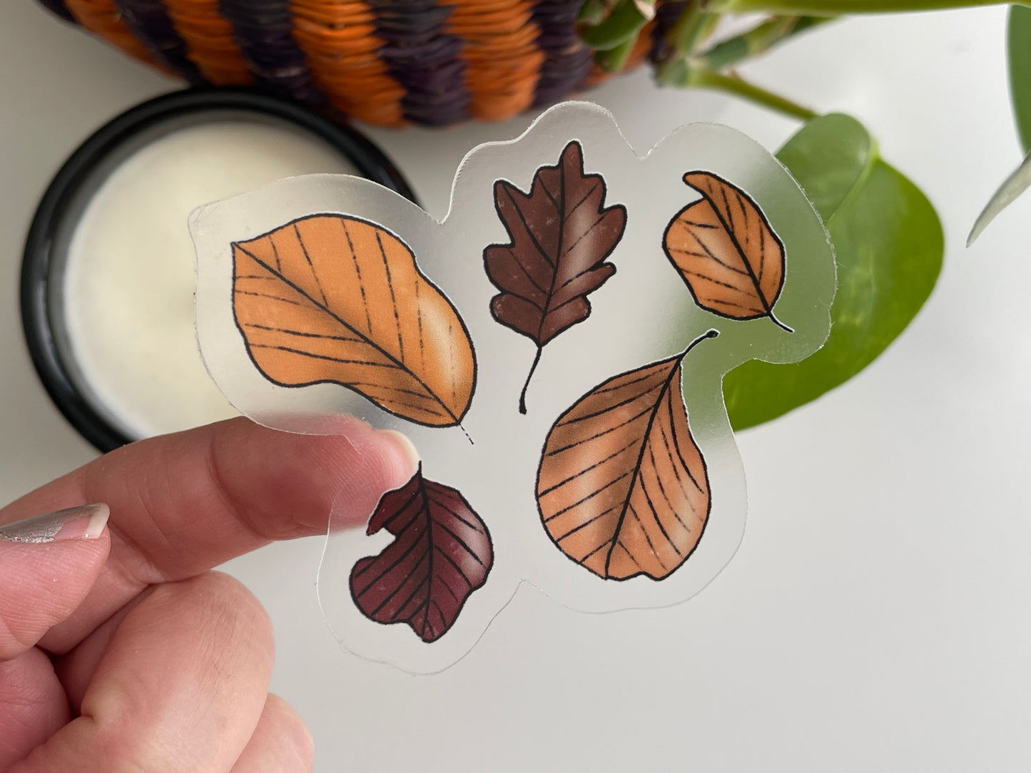 Clear Dancing Leaves Waterproof Sticker