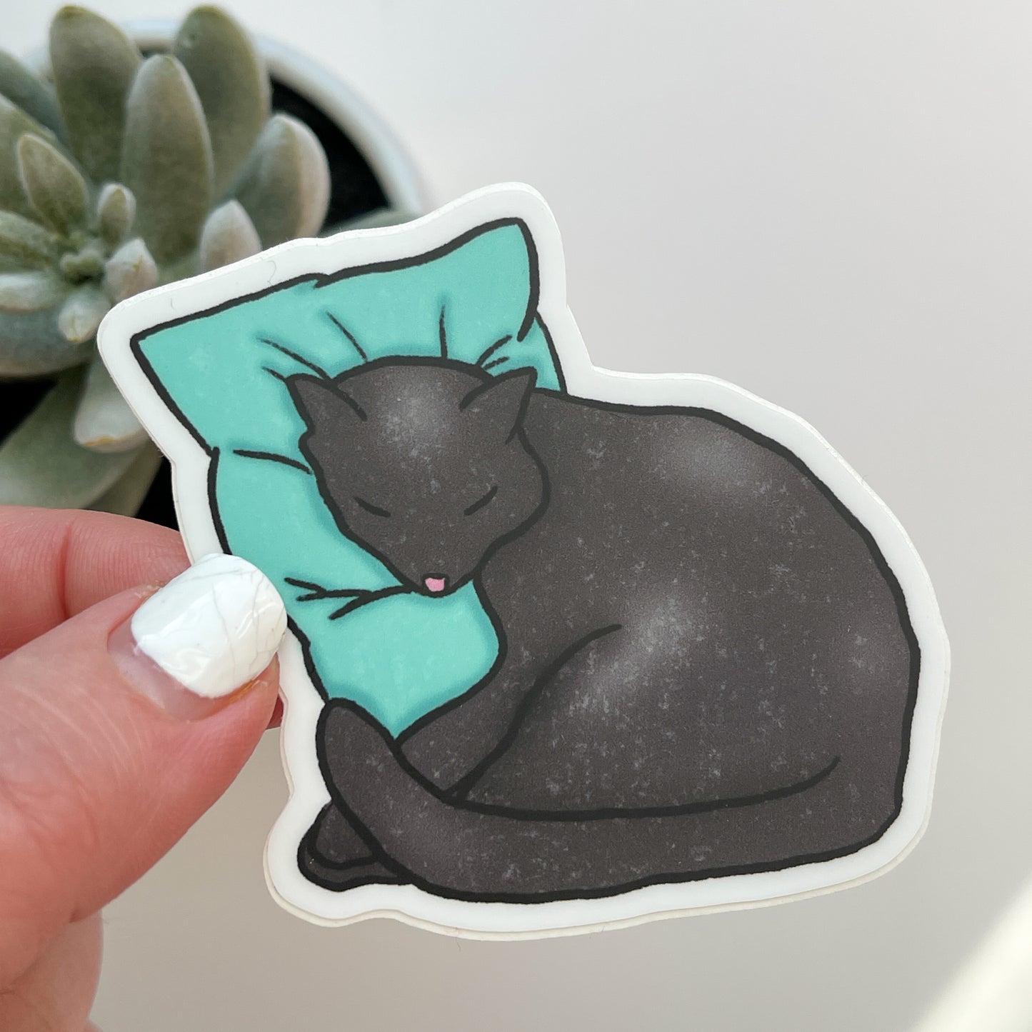 Black Cat on a Pillow Waterproof Sticker
