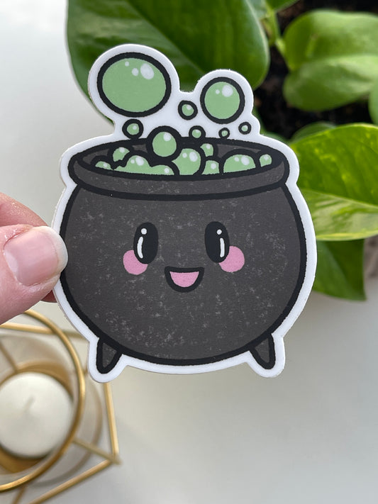 Caudrey the Cauldron Spooky Pals Waterproof Sticker