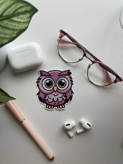 Polly Purple Kawaii Owl Handmade Sticker