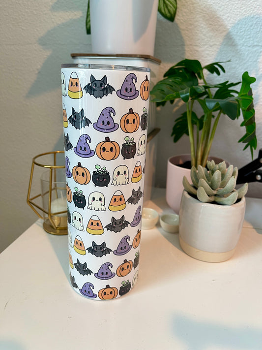 Spooky Pals 20oz In A Line White Skinny Tumbler