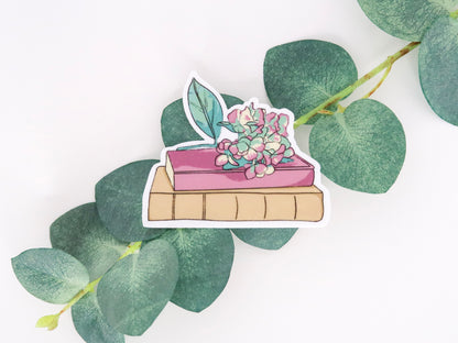 Hydrangea Books Waterproof Sticker