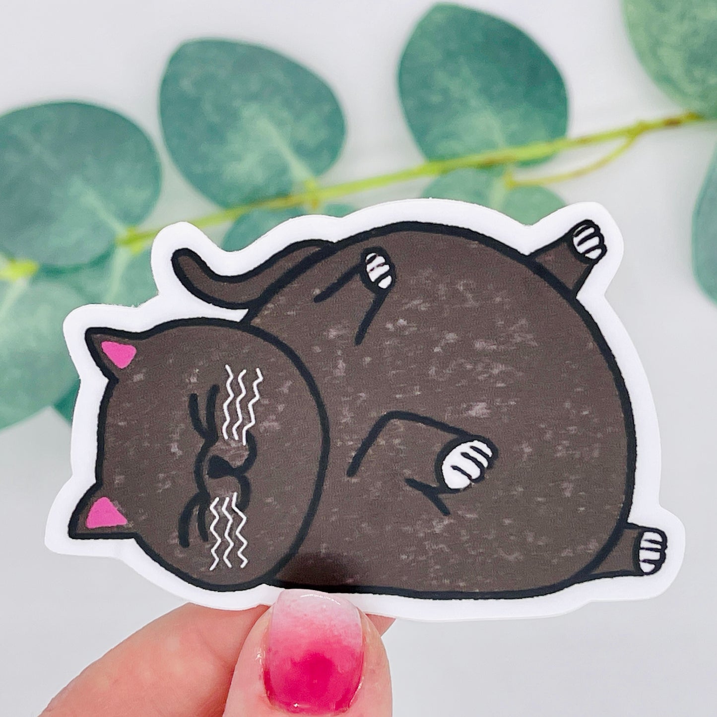 Chonky Sleepy Kitty Waterproof Sticker