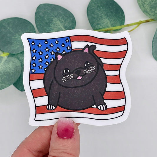 Chonky American Kitty Waterproof Sticker