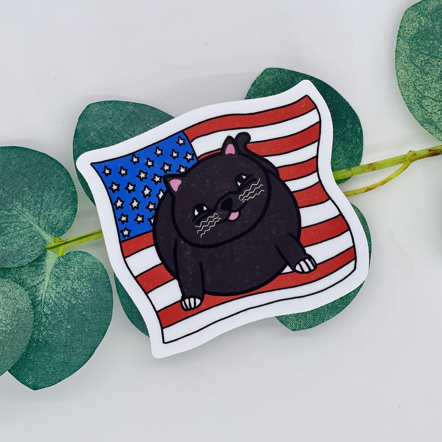 Chonky American Kitty Waterproof Sticker