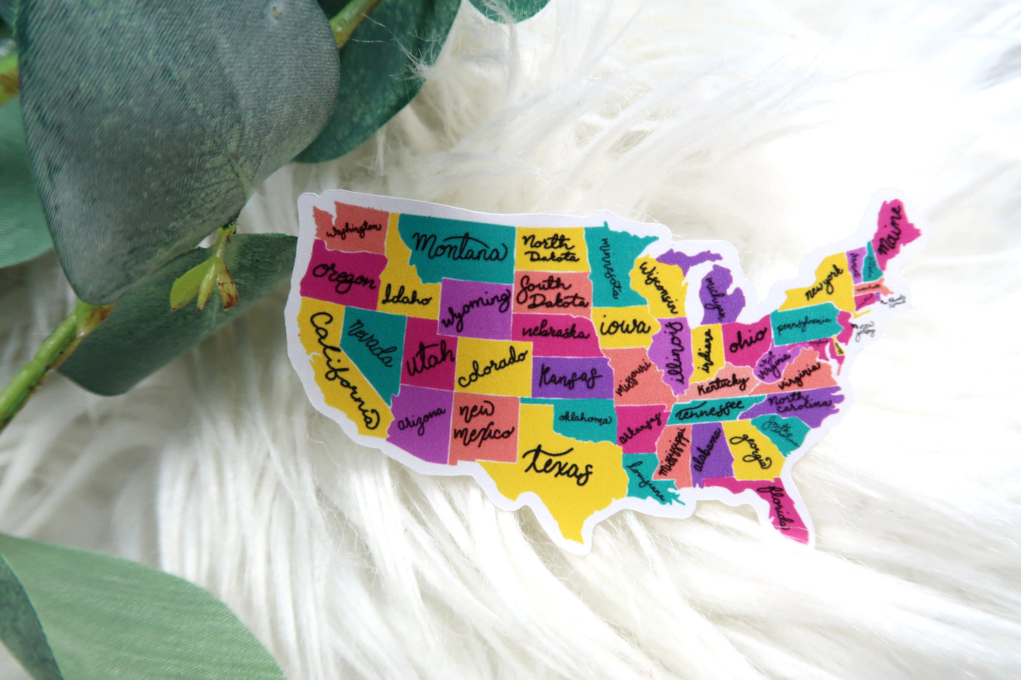 US Map Waterproof Sticker