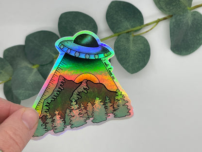HOLO UFO Mountain Waterproof Sticker